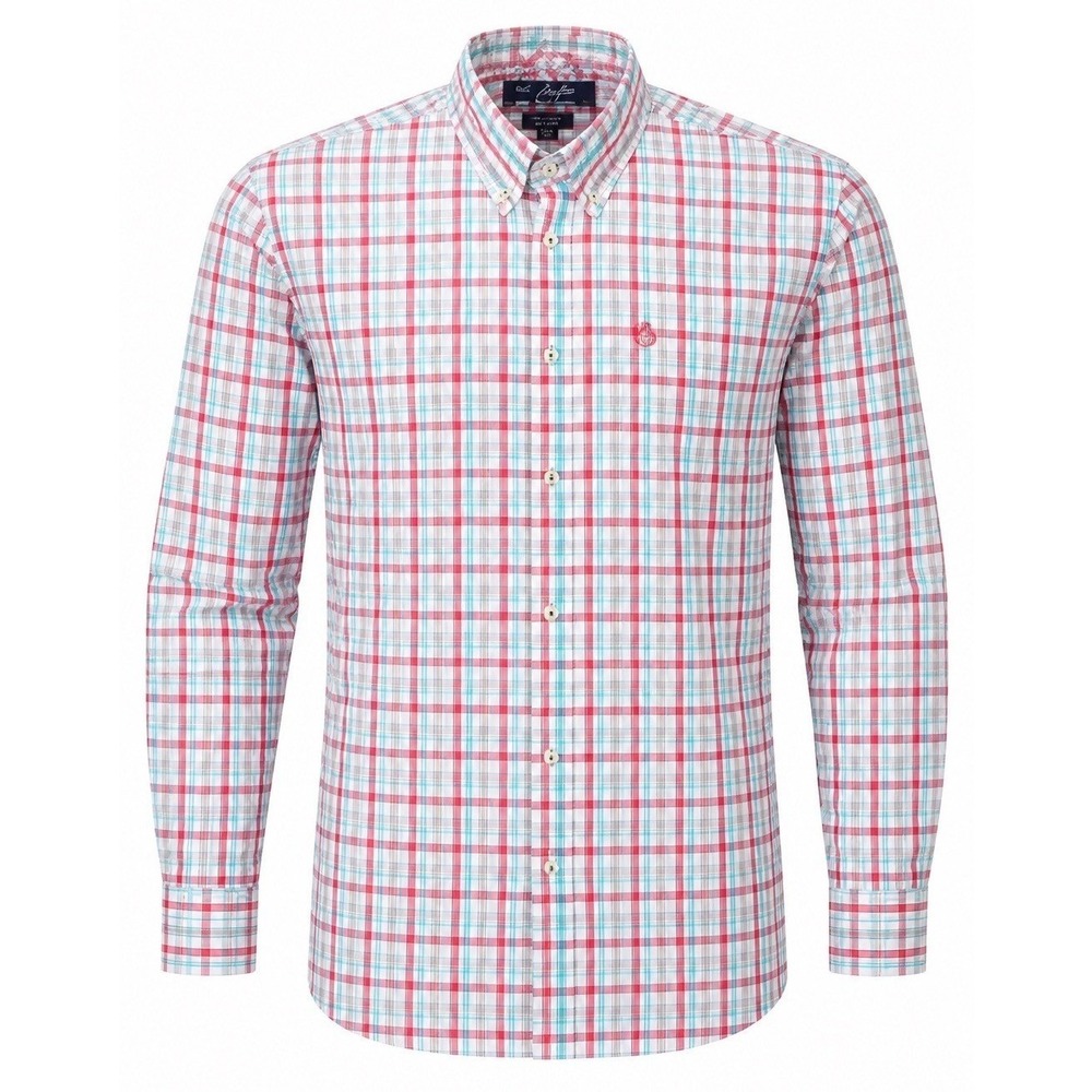 Wrangler George Strait Mens Red Turquoise Plaid Western Button Down Shirt Medium